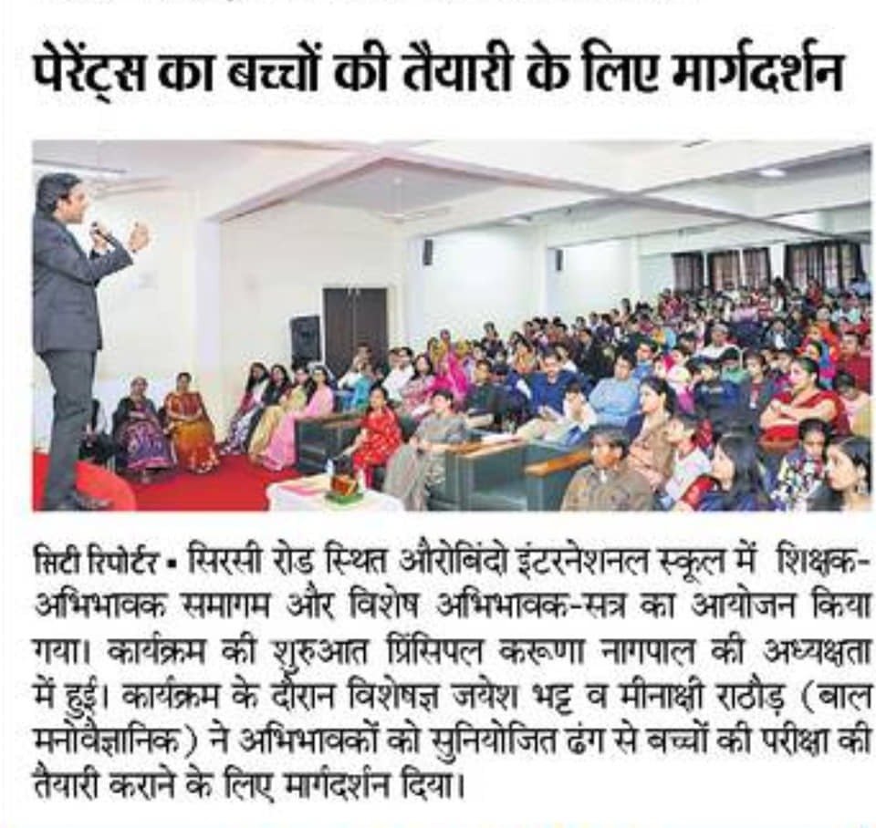 Newspaper coverage — parent guidance session